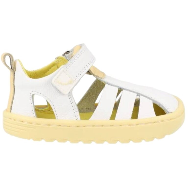 Sandalias Barefoot de piel abiertas Cuba Blanditos modelo CUBA en color blanco/amarillo