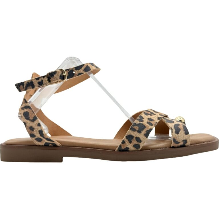 Sandalias Estampadas de Piel con Adorno De Pablos modelo 2221 en color leopardo