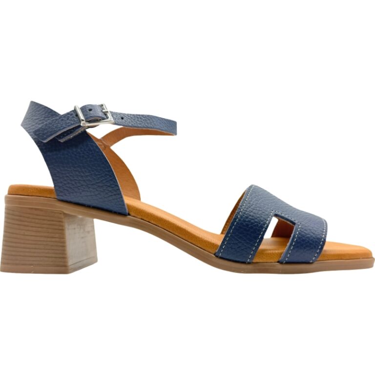 Sandalias Tacón medio acolchada pala en H modelo 5611 en color marino