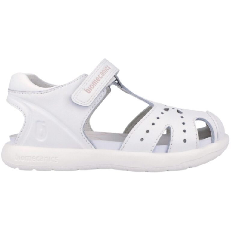 Sandalias Velcro Picado Piel Cerrada Biomecanics modelo 262200 en color blanco