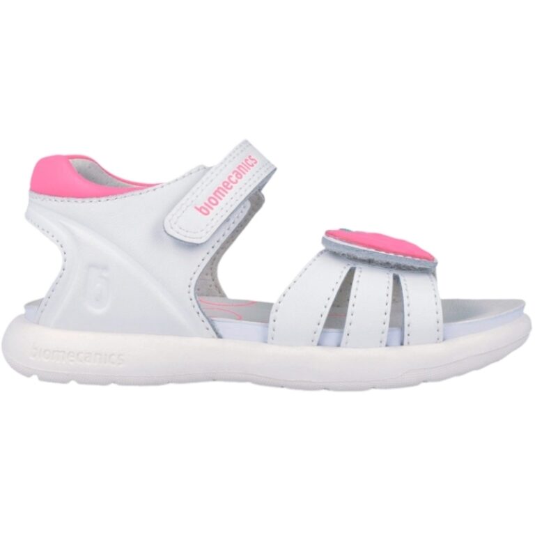 Sandalias Velcros Piel Fresa Niñas Biomecanics modelo 262204 en color blanco