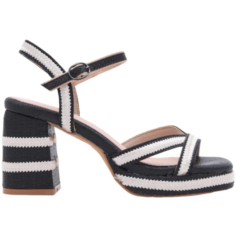 Sandalias Yute Tacón Combi Blanco y Negro Azarey modelo 494J536 en color negro/blanco