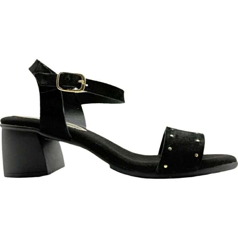 Sandalias de Tacón Madera Banda Serraje De Pablos modelo 1714 en color negro