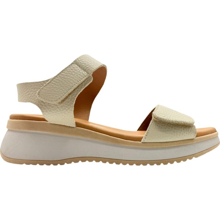 Sandalias de piel con bandas y doble velcro Sport modelo 5660 en color hielo