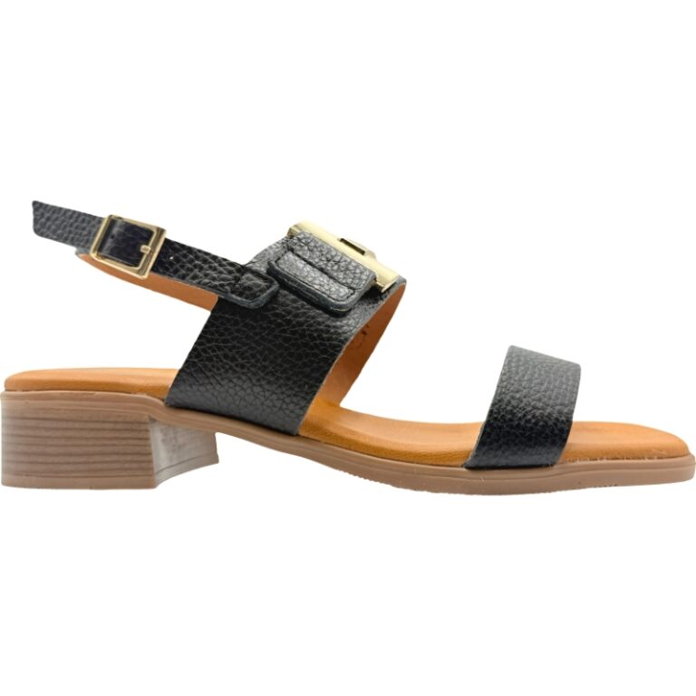 Sandalias de piel tacón bandas acolchada De Pablos modelo 5606 en color negro