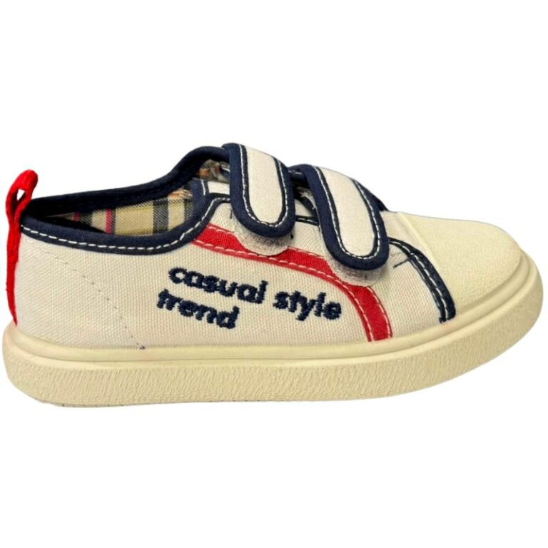 Zapatillas Velcro Lona Casual Style Trend modelo 1047 en color blanco