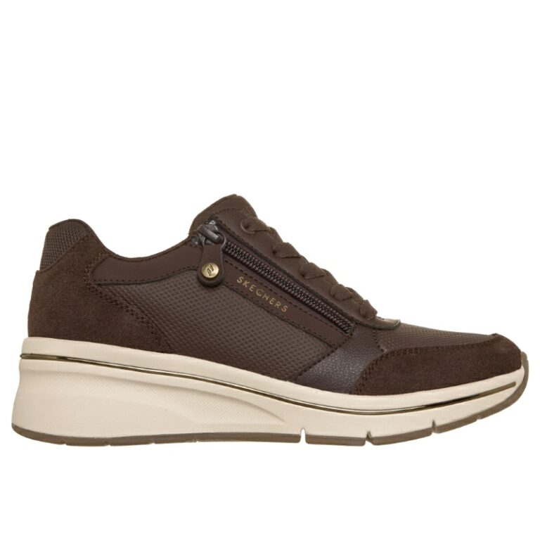 Zapatillas con cuña Billion Flex Zip Skechers modelo 190370 en color chocolate