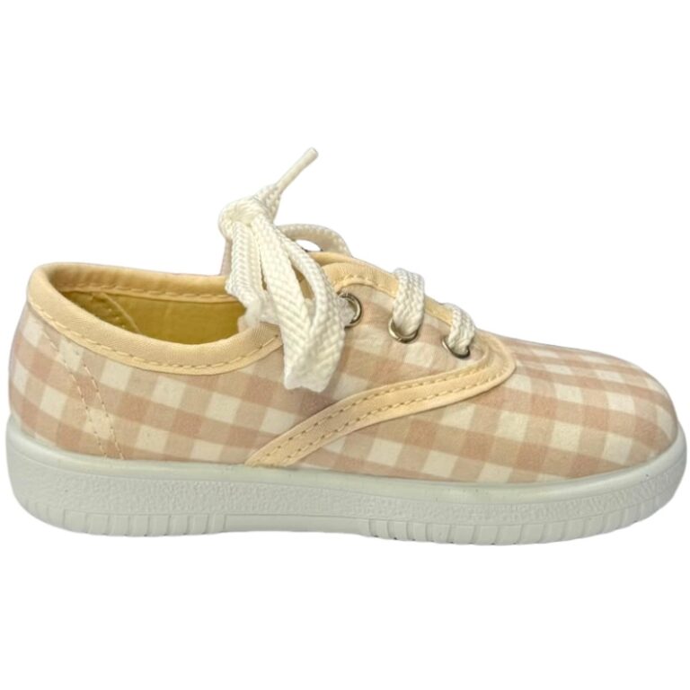 Zapatillas de Lona Cuadritos Vichy Vulpeques modelo 101-CU en color beige