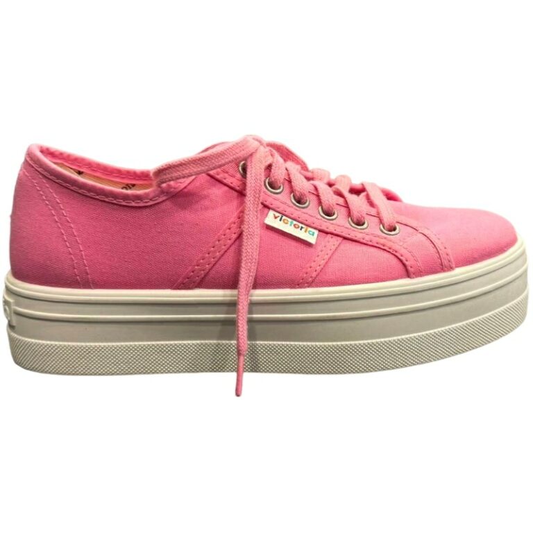 Zapatillas de lona plataforma Cordones Victoria modelo 109100 en color rosa