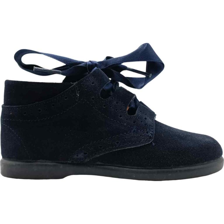 Botas Serraje Picado con cordón o lazo modelo 12BOTITA en color marino