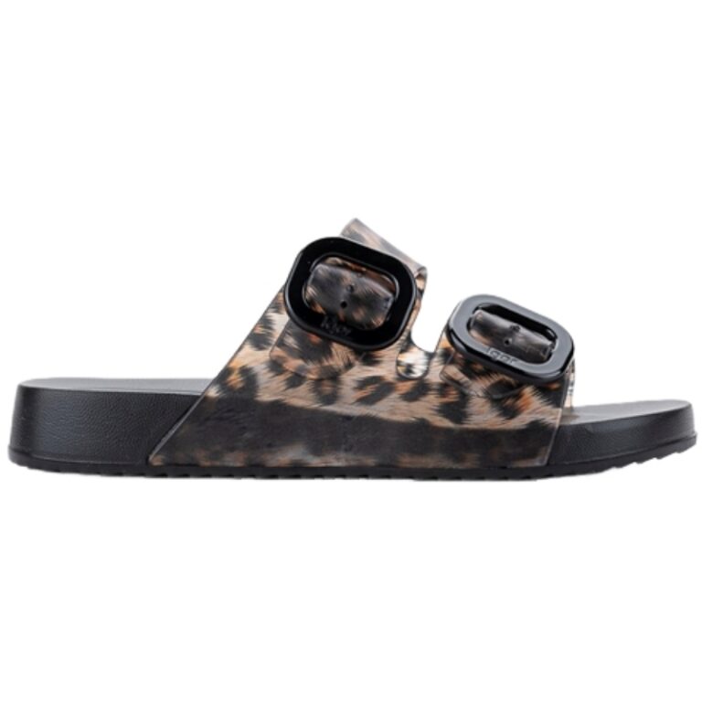 Chancla Hebillas Habana Animal Print Igor modelo S10336 en color negro