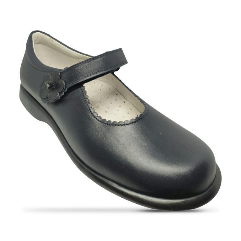 Merceditas Niña Piel Colegial con Velcro modelo 20240 en color marino