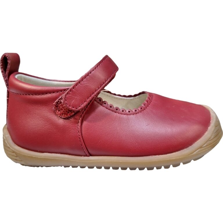 Merceditas Respetuosa Velcro Colegial Piel modelo MP-1010 en color rojo