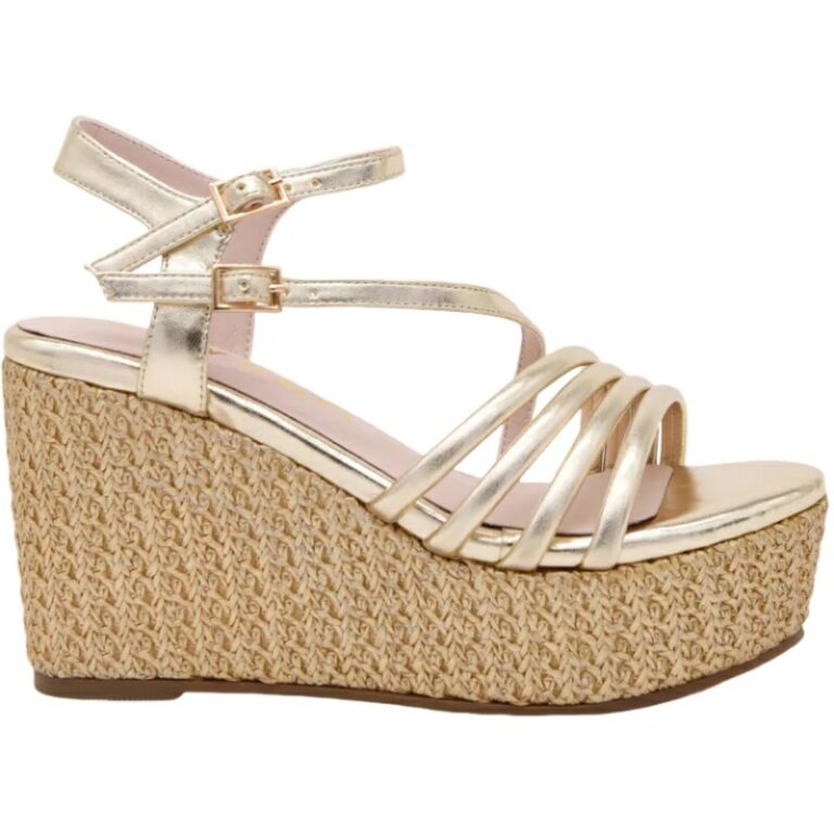 Sandalias con cuña trenzada tiras Azarey modelo 590J704 en color dorado