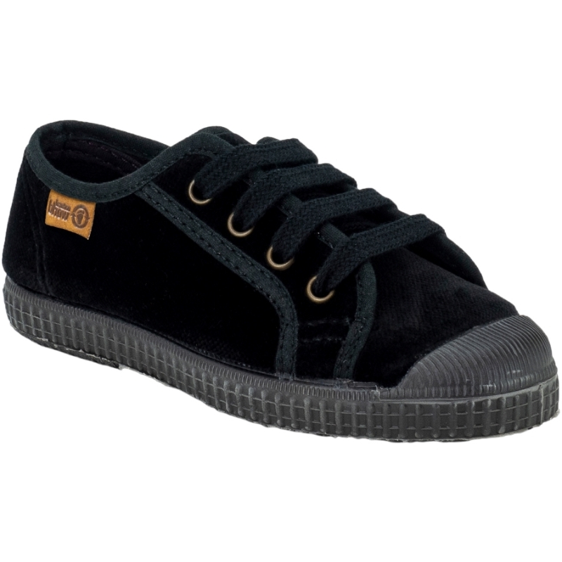 Zapatillas Terciopelo Cordones Natural World modelo 533 en color negro