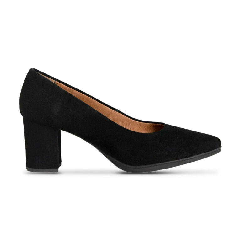 Zapatos de ante con tacón medio para mujer miMao modelo 24510 en color negro